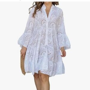 White Eyelet Midi Dress